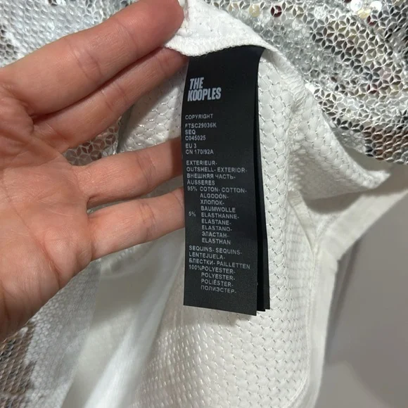 *NEW* THE KOOPLES SILVER SEQUINED TEE LARGE - Picture 9 of 9